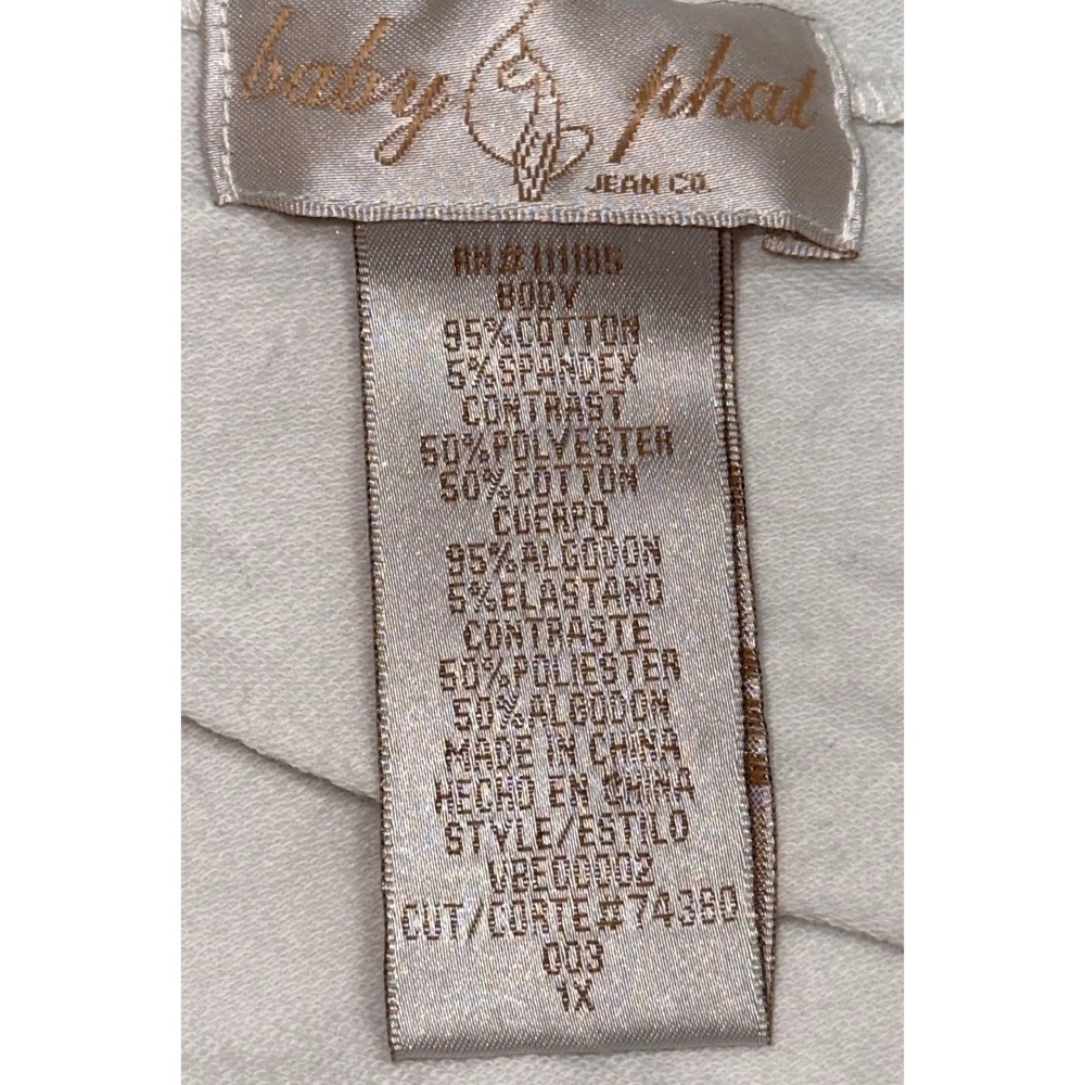 Vintage Baby Phat White Gold Foil Logo Hoodie Sweater Y2K Kimora Lee Simmons 1X - Picture 5 of 9